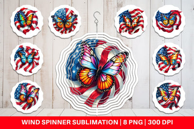 Wind Spinner Butterfly 4th of July Sublimation artnoy 