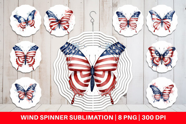 Wind Spinner Butterfly 4th of July Sublimation artnoy 