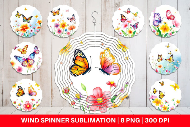 Wind Spinner Butterfly and Flower Sublimation artnoy 