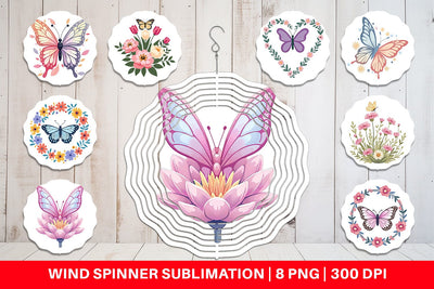 Wind Spinner Butterfly Bloom Pastels Sublimation artnoy 