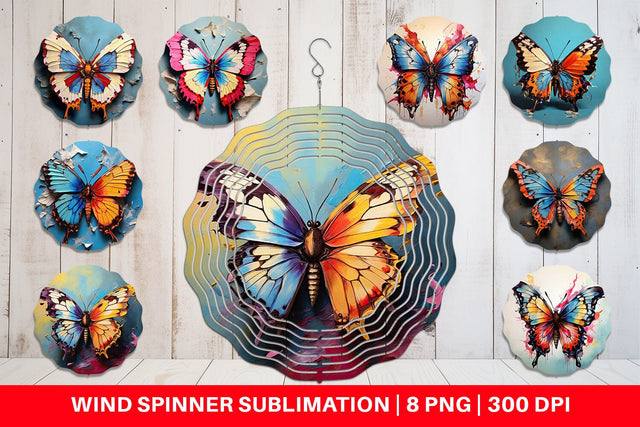 Wind Spinner Butterfly Vibrant Color Sublimation artnoy 