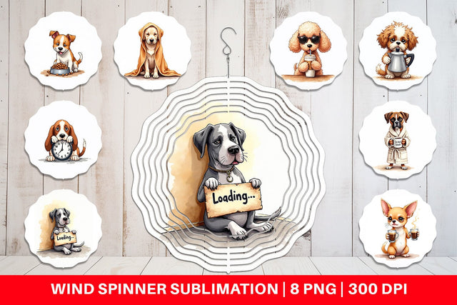 Wind Spinner Caffeine & Chaos Morning Mood Sarcastic Dogs Sublimation artnoy 