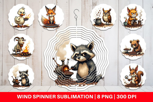 Wind Spinner Caffeine Critters Sublimation artnoy 