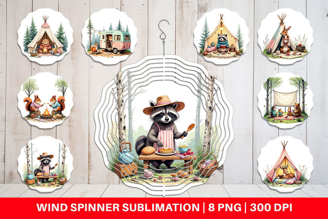 Wind Spinner Camping Cozy Animals Sublimation artnoy 