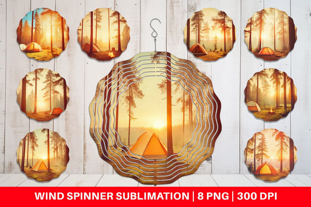 Wind Spinner Camping Forest Sunset Sublimation artnoy 