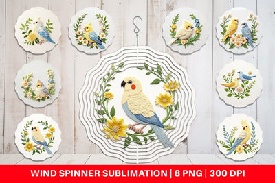 Wind Spinner Canary Embroidery Sublimation artnoy 