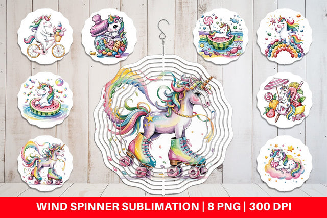 Wind Spinner Candy Unicorn Summer Sublimation artnoy 