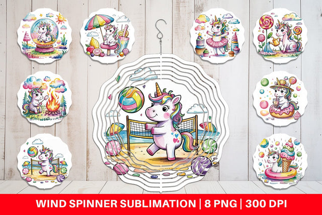 Wind Spinner Candy Unicorn Summer Sublimation artnoy 