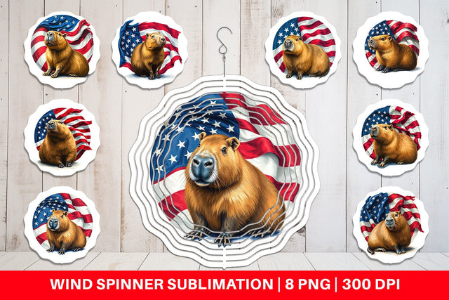 Wind Spinner Capybara 4th of July Sublimation artnoy 