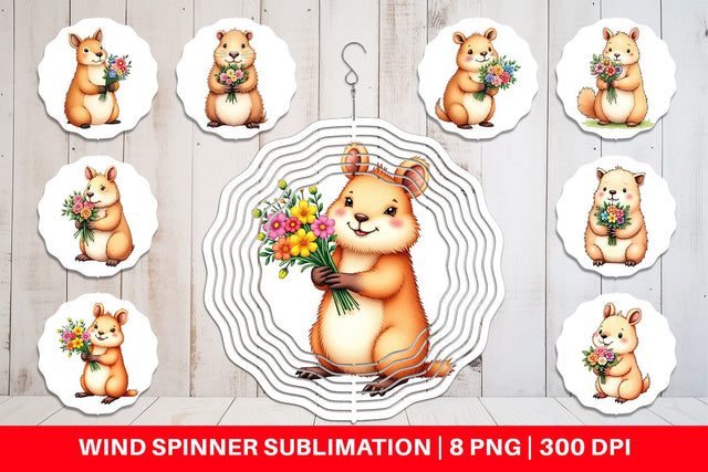 Wind Spinner Capybara Spring Bouquet Sublimation artnoy 