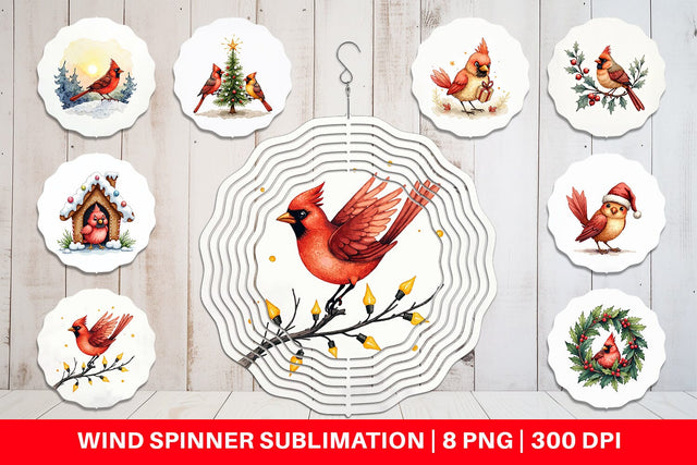 Wind Spinner Cardinal Christmas Bird Sublimation artnoy 