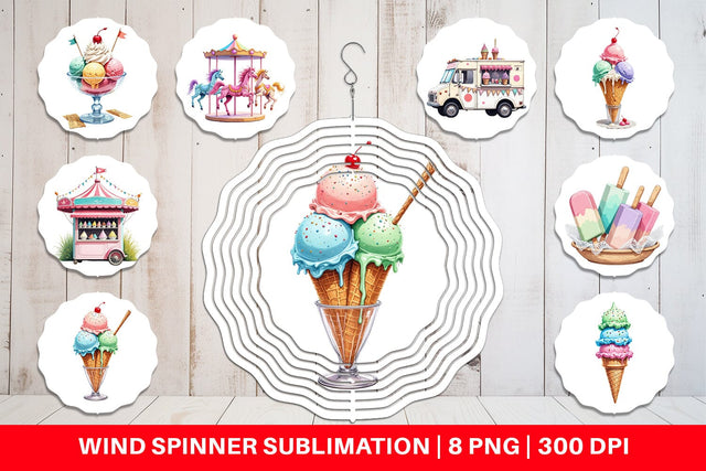 Wind Spinner Carnival Ice Cream Sublimation artnoy 