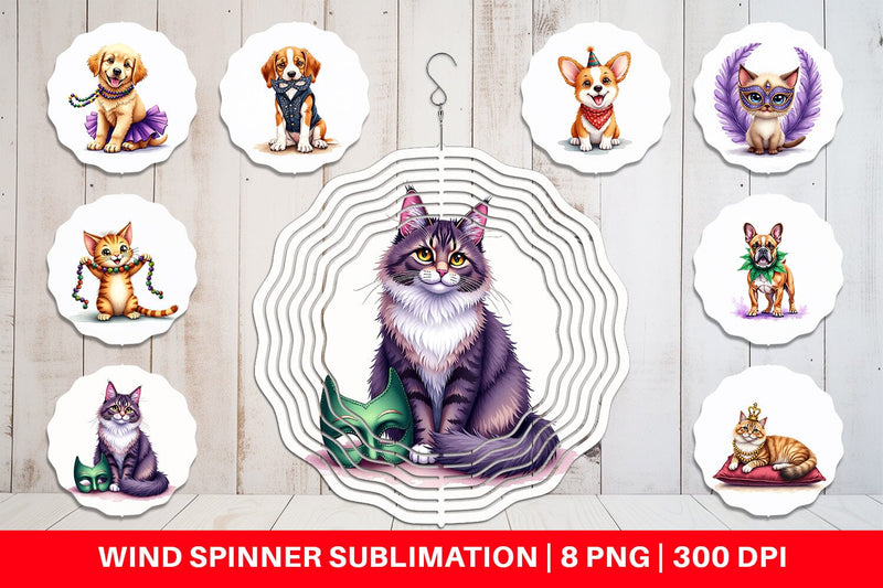 Wind Spinner Carnival Jungle Watercolor Safari Mardi Gras Sublimation artnoy 