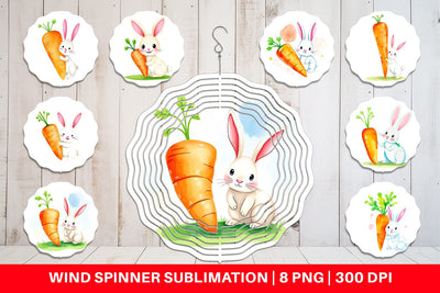 Wind Spinner Carrot Bunny Sublimation artnoy 