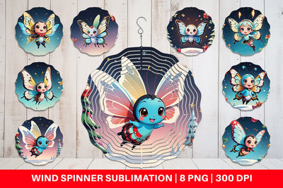 Wind Spinner Cartoon Christmas Butterfly Sublimation artnoy 