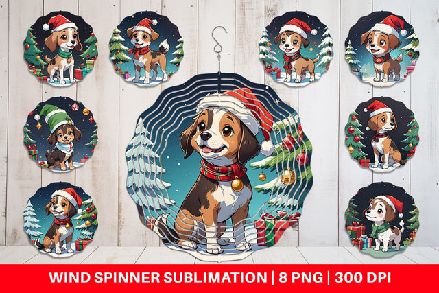 Wind Spinner Cartoon Christmas Dog Sublimation artnoy 