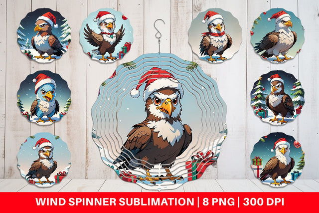 Wind Spinner Cartoon Christmas Eagle Sublimation artnoy 