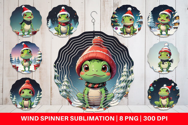Wind Spinner Cartoon Christmas Frog Sublimation artnoy 
