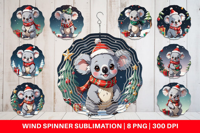Wind Spinner Cartoon Christmas Koala Sublimation artnoy 