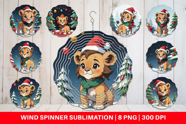 Wind Spinner Cartoon Christmas Lion Sublimation artnoy 