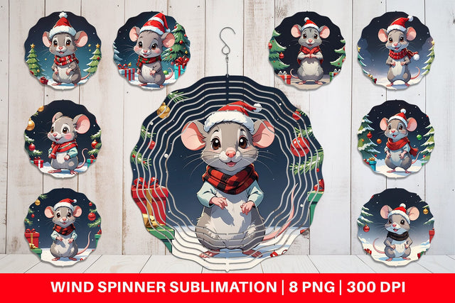 Wind Spinner Cartoon Christmas Mouse Sublimation artnoy 