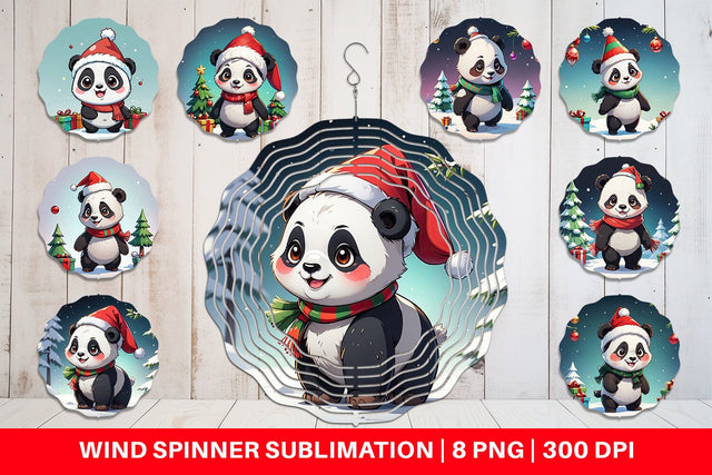 Wind Spinner Cartoon Christmas Panda Sublimation artnoy 