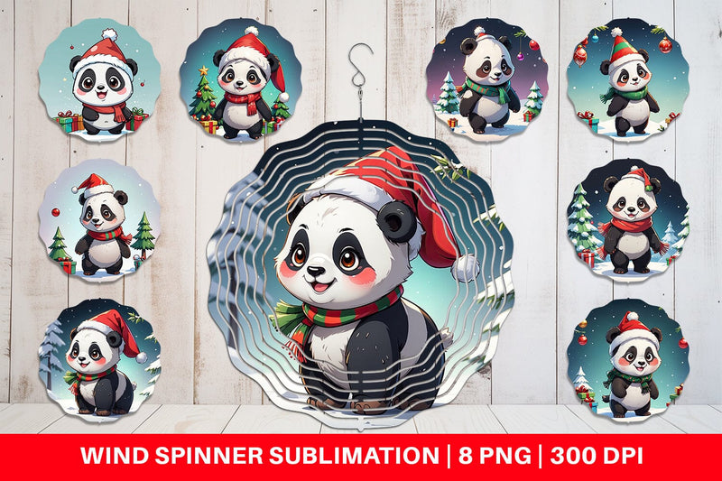 Wind Spinner Cartoon Christmas Panda Sublimation artnoy 
