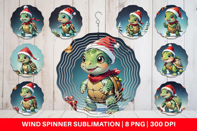 Wind Spinner Cartoon Christmas Turtle Sublimation artnoy 