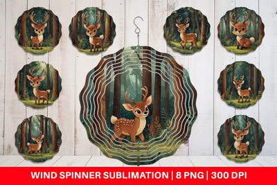 Wind Spinner Cartoon Deer in Forest Sublimation artnoy 
