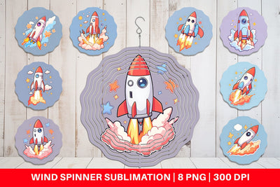Wind Spinner Cartoon Rocket Sublimation artnoy 