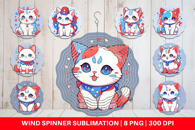 Wind Spinner Cat 4th July Sublimation artnoy 