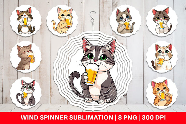 Wind Spinner Cat Beer Day Sublimation artnoy 