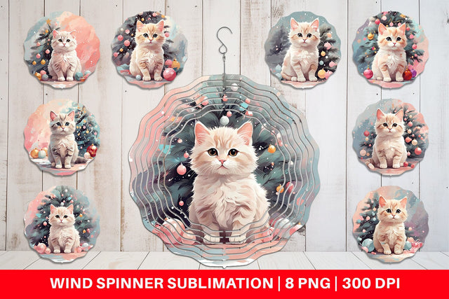 Wind Spinner Cat Christmas Painting Sublimation artnoy 