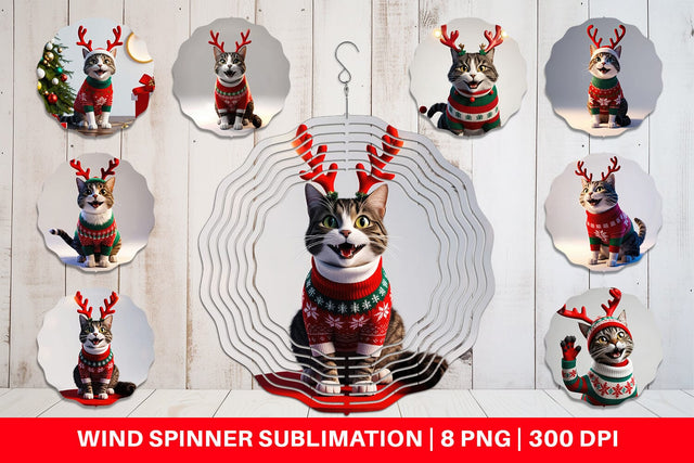 Wind Spinner Cat Christmas Sublimation artnoy 