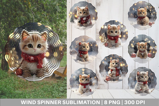 Wind Spinner Cat Christmas Sublimation artnoy 