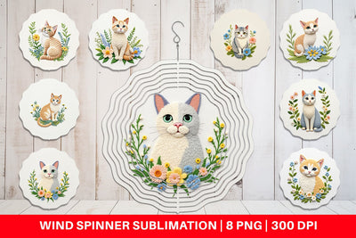 Wind Spinner Cat Embroidery Sublimation artnoy 