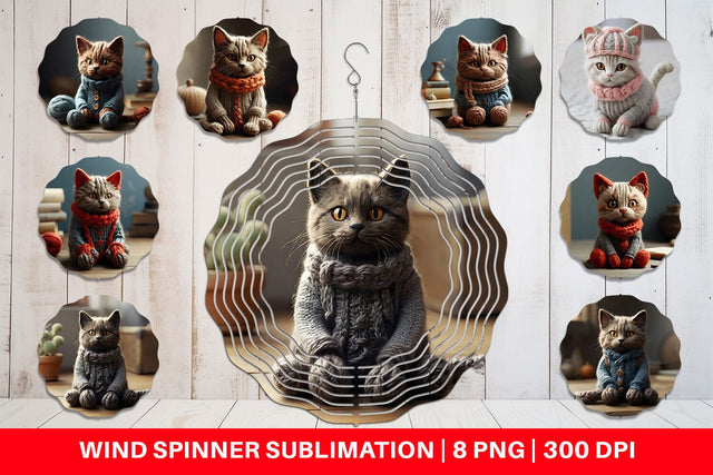 Wind Spinner Cat Embroidery Sublimation artnoy 