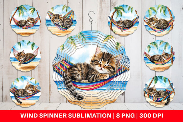Wind Spinner Cat in Summer Hammock Sublimation artnoy 