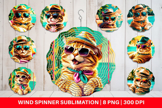 Wind Spinner Cat in Summer Sublimation artnoy 