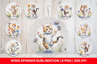 Wind Spinner Cat in Summer Watercolor Sublimation artnoy 