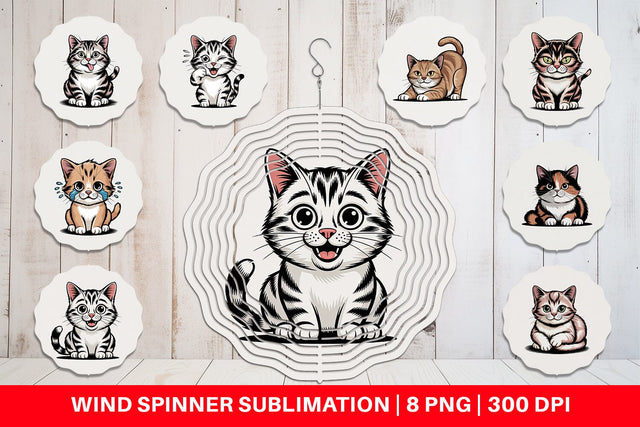Wind Spinner Cat Mood Expressions Sublimation artnoy 