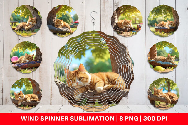 Wind Spinner Cat on Summer Day Sublimation artnoy 