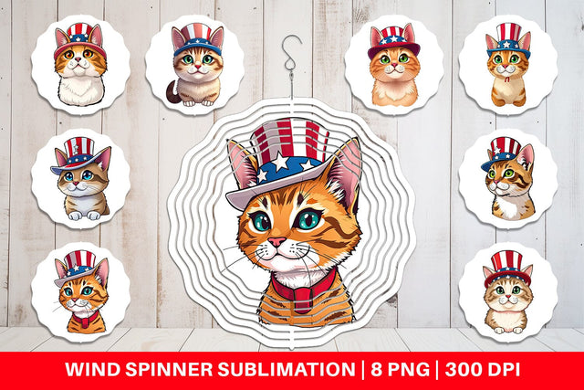Wind Spinner Cat Patriotic Sublimation artnoy 