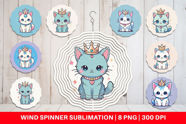 Wind Spinner Cat Wearing Crown Sublimation artnoy 