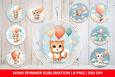 Wind Spinner Cat With Balloon Sublimation artnoy 