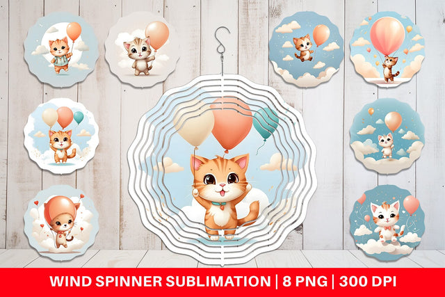 Wind Spinner Cat With Balloon Sublimation artnoy 