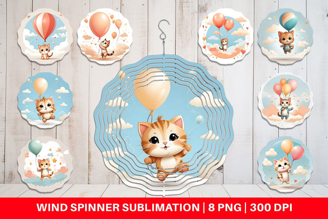 Wind Spinner Cat With Balloon Sublimation artnoy 