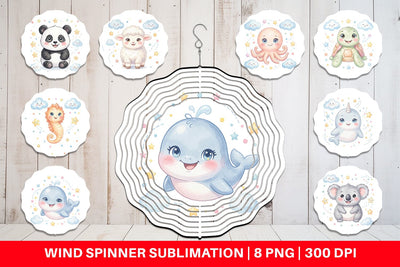 Wind Spinner Celestial Baby Animal Watercolor Sublimation artnoy 