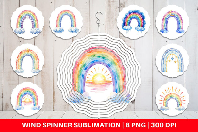 Wind Spinner Celestial Boho Rainbow Sublimation artnoy 