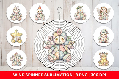 Wind Spinner Celestial Holiday Patchwork Watercolor Sublimation artnoy 